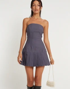 Motel Rocks Bandeau Dresses | Party Dresses-Payoda Bandeau Mini Dress in Dark Grey DarkGrey