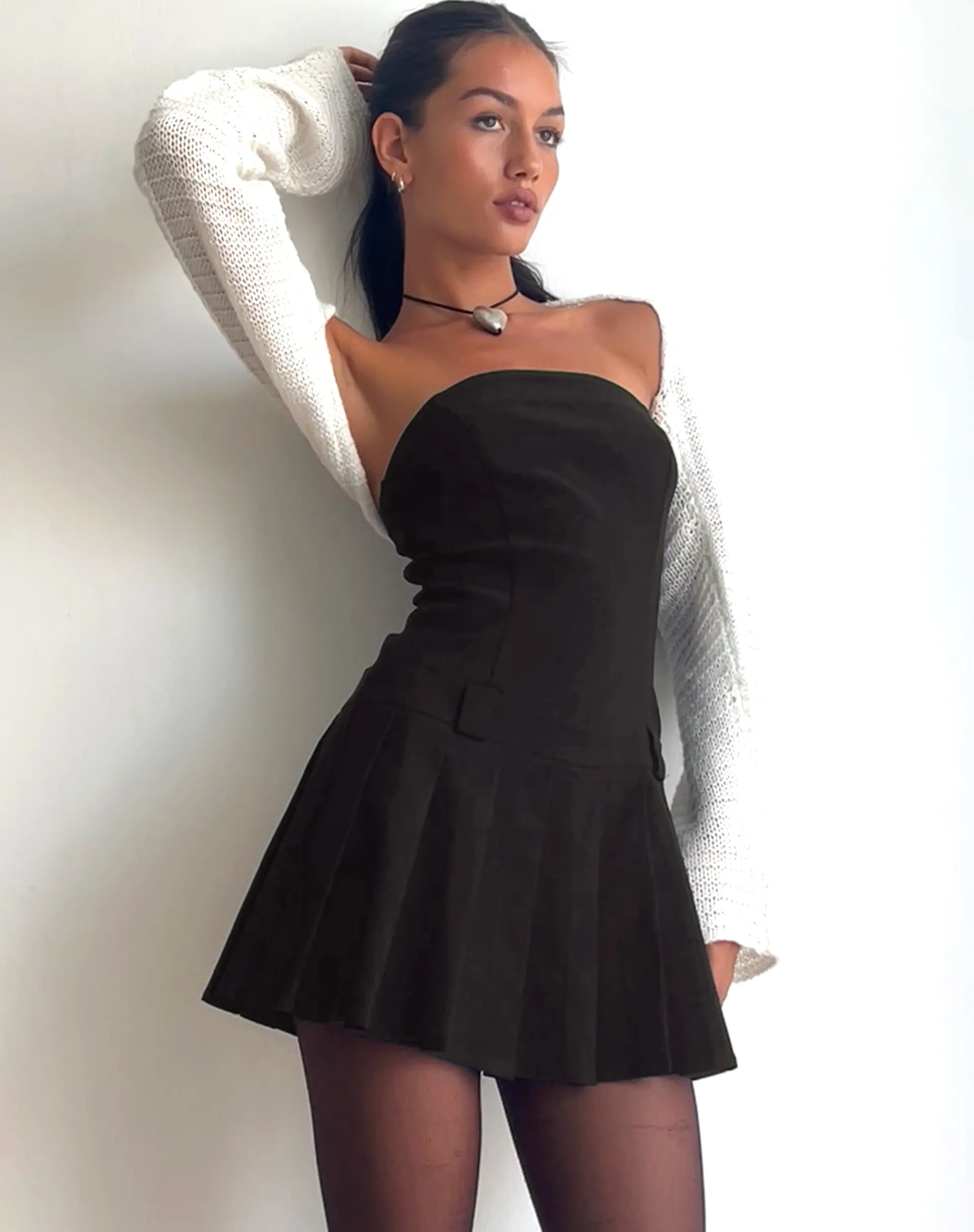 Motel Rocks Basics | Bandeau Dresses-Payoda Bandeau Mini Dress in black