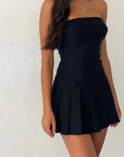 Motel Rocks Basics | Bandeau Dresses-Payoda Bandeau Mini Dress in black