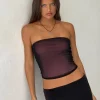Motel Rocks Bandeau Tops-Peggy Bandeau Top in Black with Pink Lining blackwithpinklining