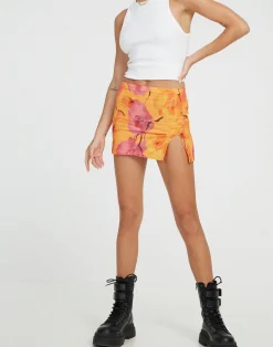 Motel Rocks Mini Skirts-Pelma Mini Skirt in Blurred Orchid Peach BlurredOrchidPeach