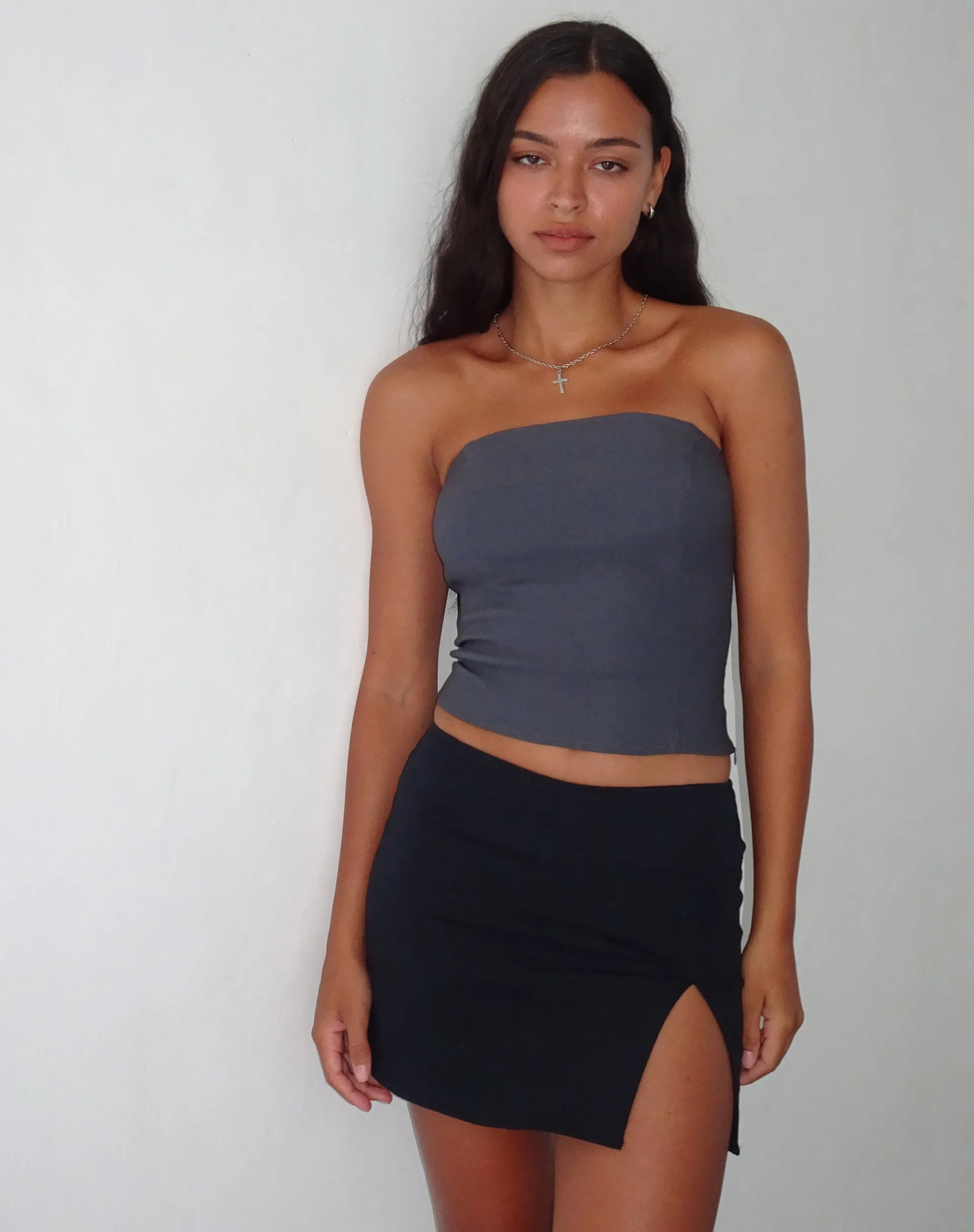 Motel Rocks Basics | Mini Skirts-Pelma Mini Skirt in Twill Black TwillBlack
