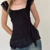Motel Rocks Going Out Tops-Piro Top in Chiffon Black ChiffonBlack