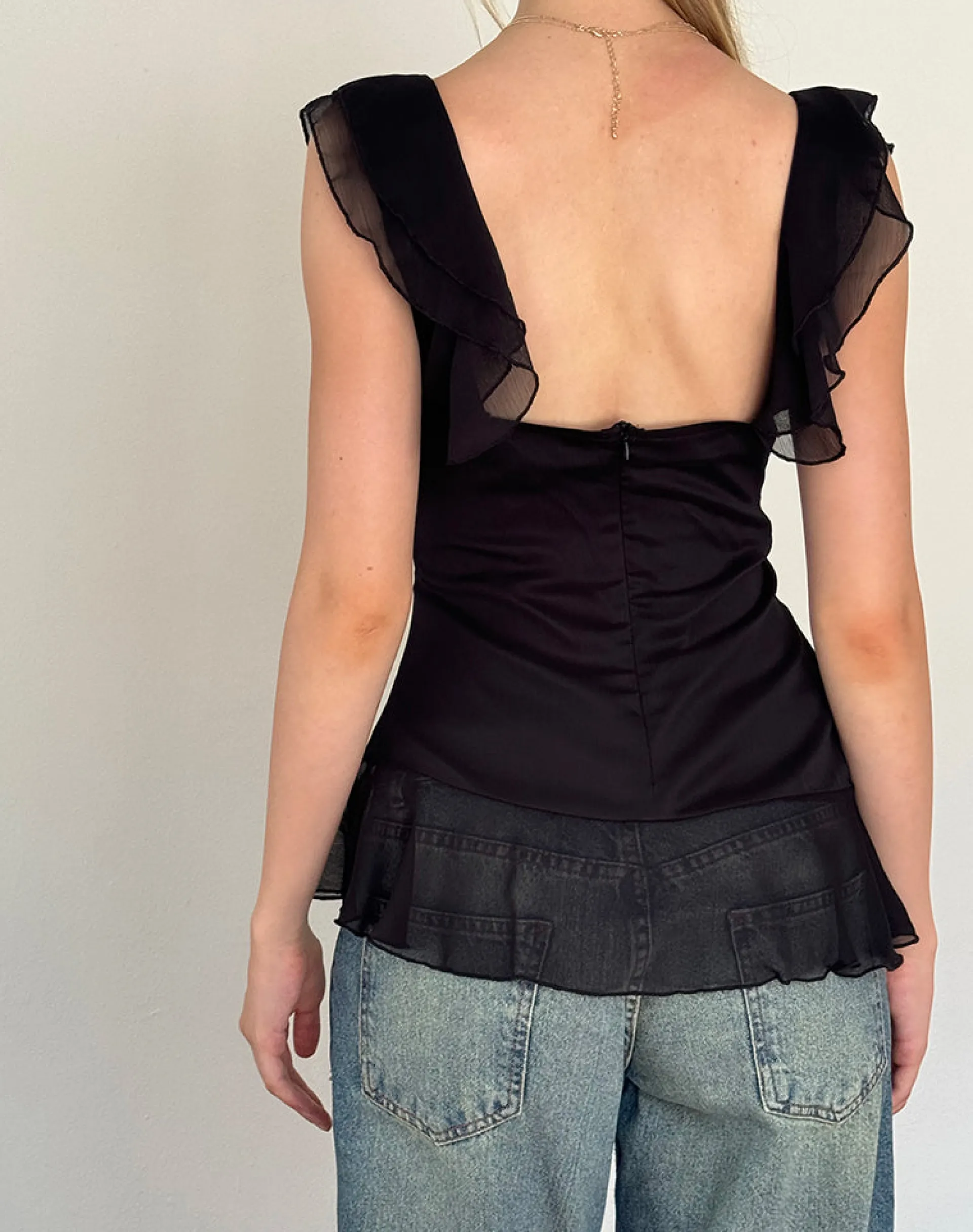 Motel Rocks Going Out Tops-Piro Top in Chiffon Black ChiffonBlack
