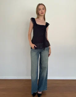 Motel Rocks Going Out Tops-Piro Top in Chiffon Black ChiffonBlack