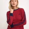Motel Rocks Basic Tops | Long Sleeve Tops-Prata Long Sleeve Top in Adrenaline Red with Navy Binding adrenalineredwithnavybinding