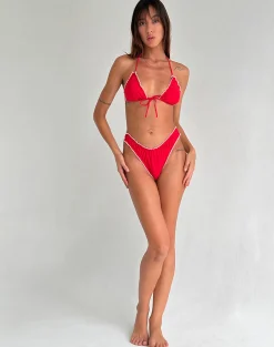 Motel Rocks Swimwear-Prisha Bikini Top in Red