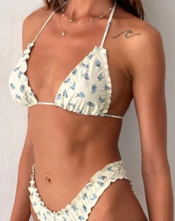 Motel Rocks Swimwear-Pumyla Bikini Top in Blue Cluster Floral BlueClusterFloral