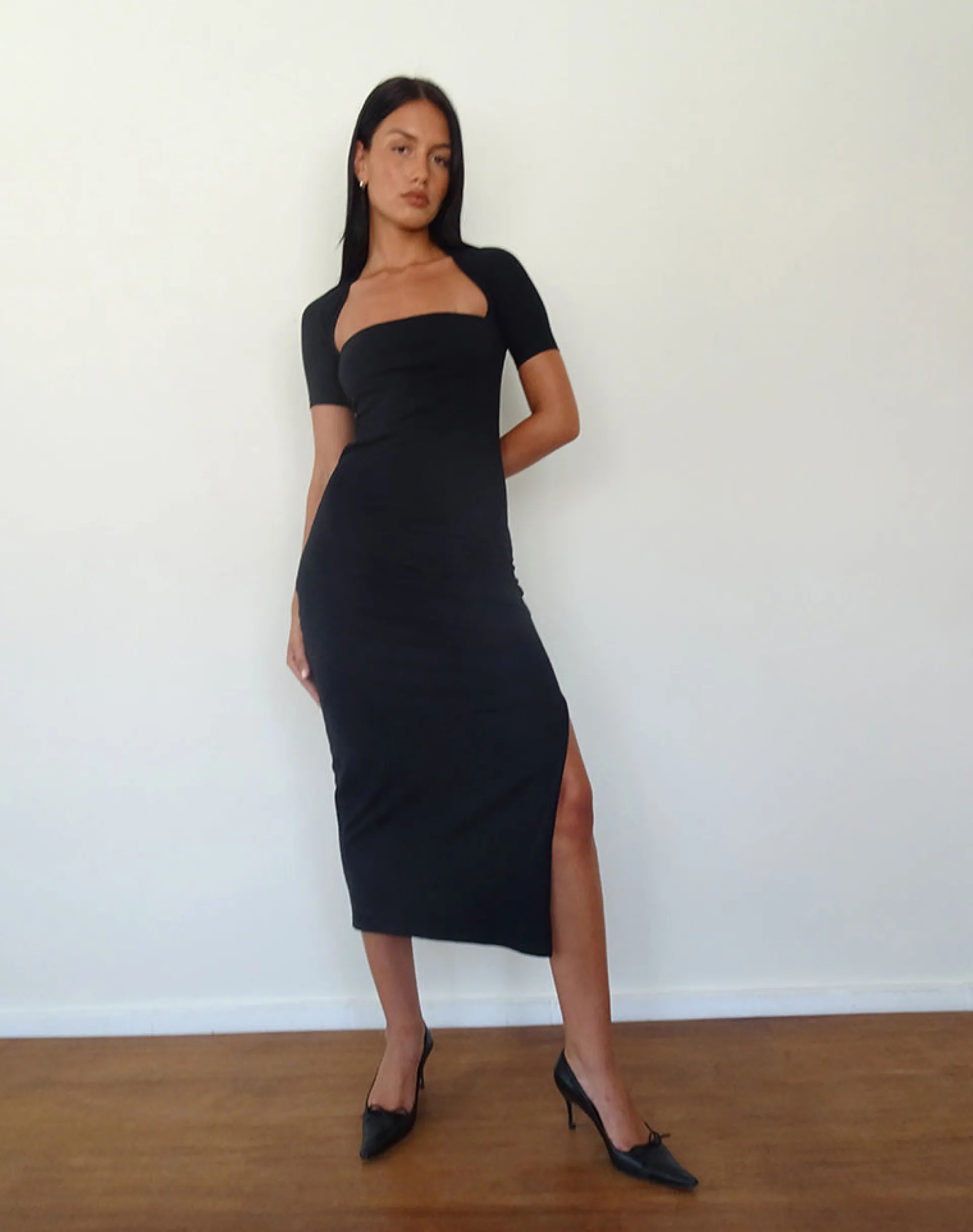 Motel Rocks Basics | Bandeau Dresses-Quala Midi Dress in Black