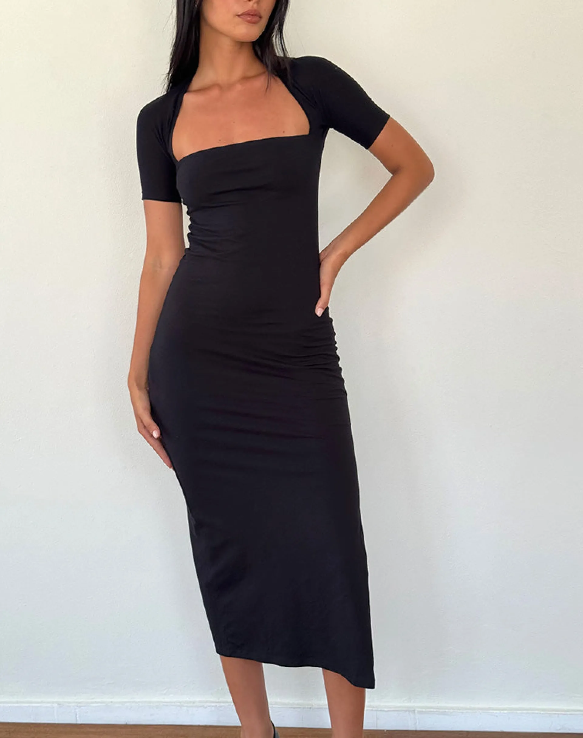 Motel Rocks Basics | Bandeau Dresses-Quala Midi Dress in Black