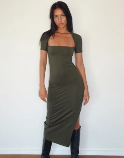 Motel Rocks Basics | Day Dresses-Quala Midi Dress in Olive