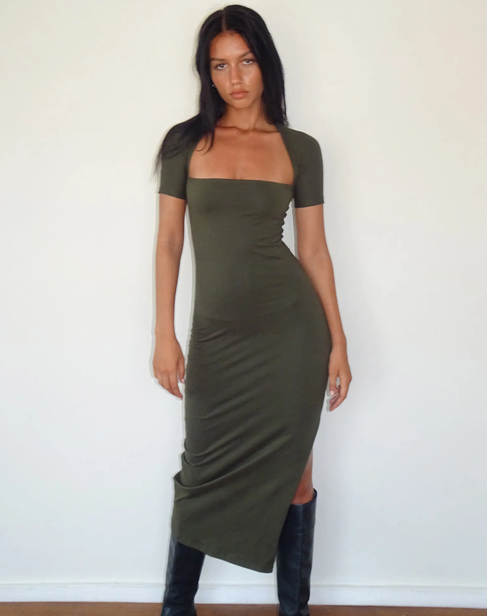 Motel Rocks Basics | Day Dresses-Quala Midi Dress in Olive