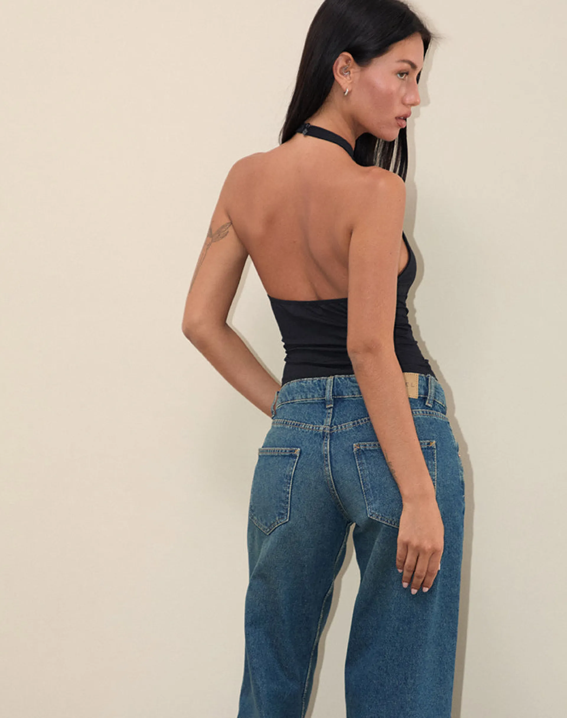Motel Rocks Basic Tops | Halterneck Tops-Raceline Halterneck Top in Rayon Jersey Black RayonJerseyBlack