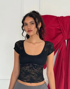 Motel Rocks Lace Tops-Rada Top in Lace Black LaceBlack