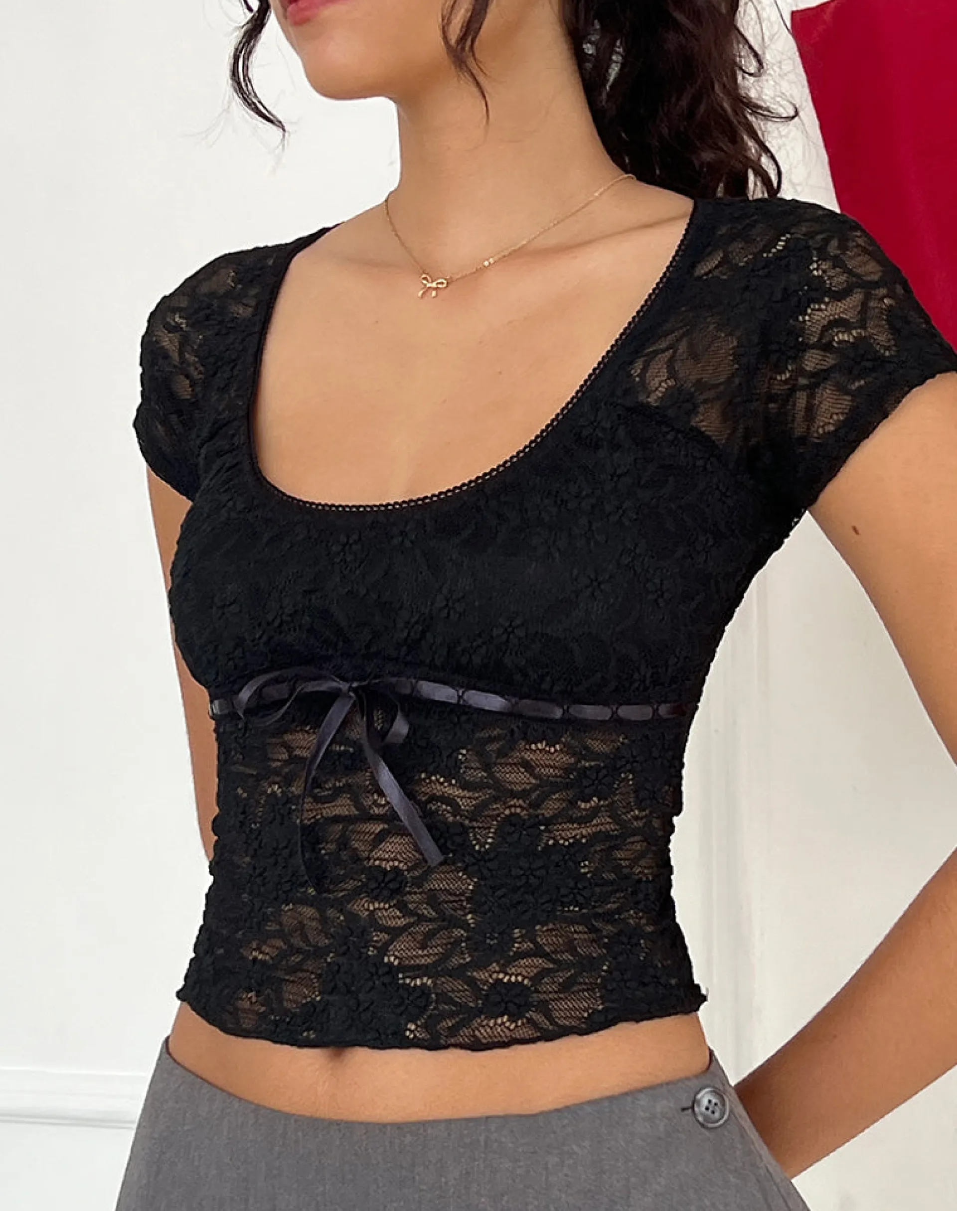 Motel Rocks Lace Tops-Rada Top in Lace Black LaceBlack