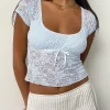 Motel Rocks Crop Tops | Lace Tops-Rada Top in Lace Ice Blue