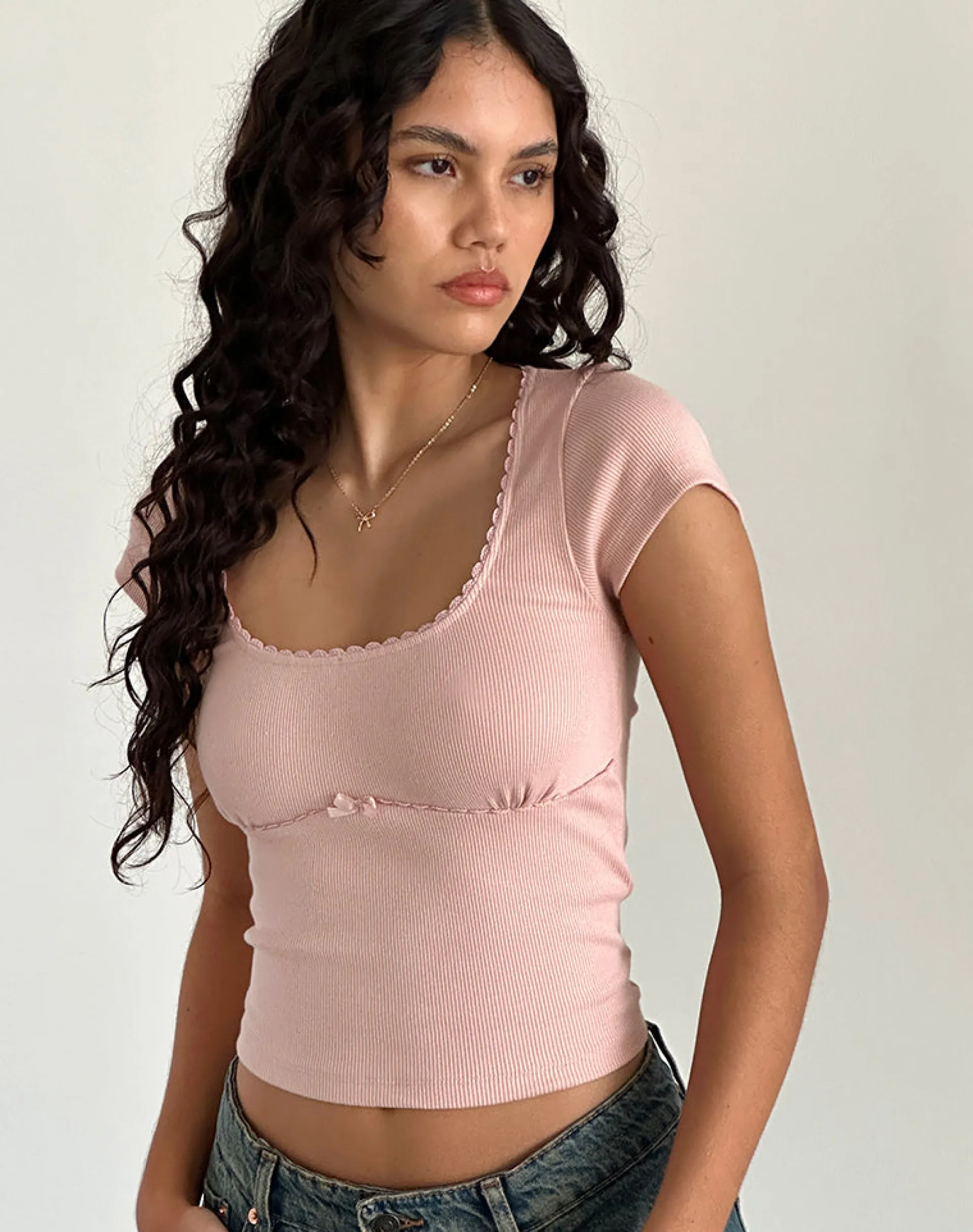 Motel Rocks Basics | Basic Tops-Rada Top in Rib Pink Lady RibPinkLady