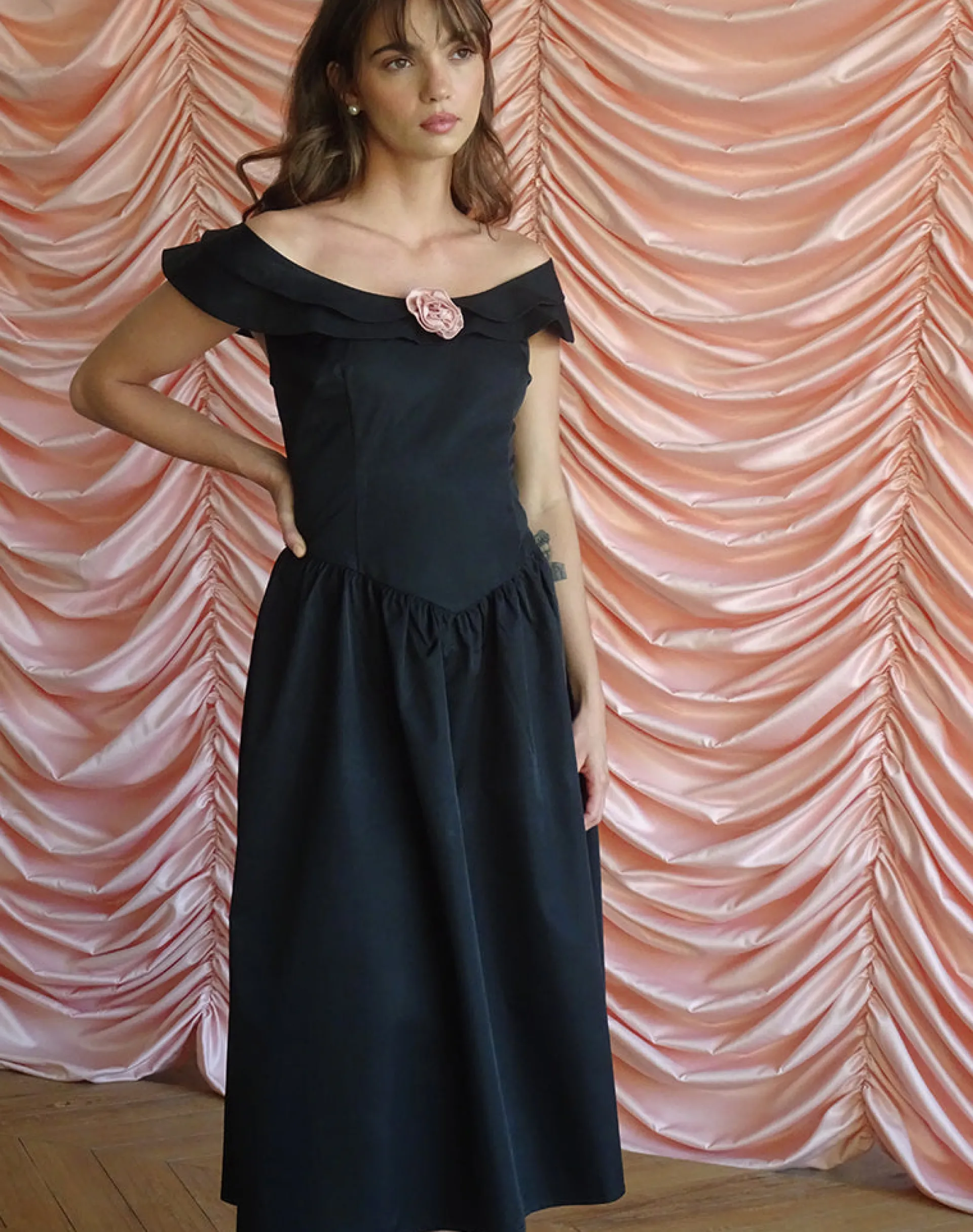 Motel Rocks Little Black Dresses | Party Dresses-Radovan Midi Dress in Black
