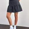 Motel Rocks Pleated Skirts | Mini Skirts-Raffita Mini Skirt in Black Denim Chambray BlackDenimChambray