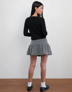 Motel Rocks A Line Skirts | Mini Skirts-Raffita Mini Skirt in Pinstripe Grey PinstripeGrey