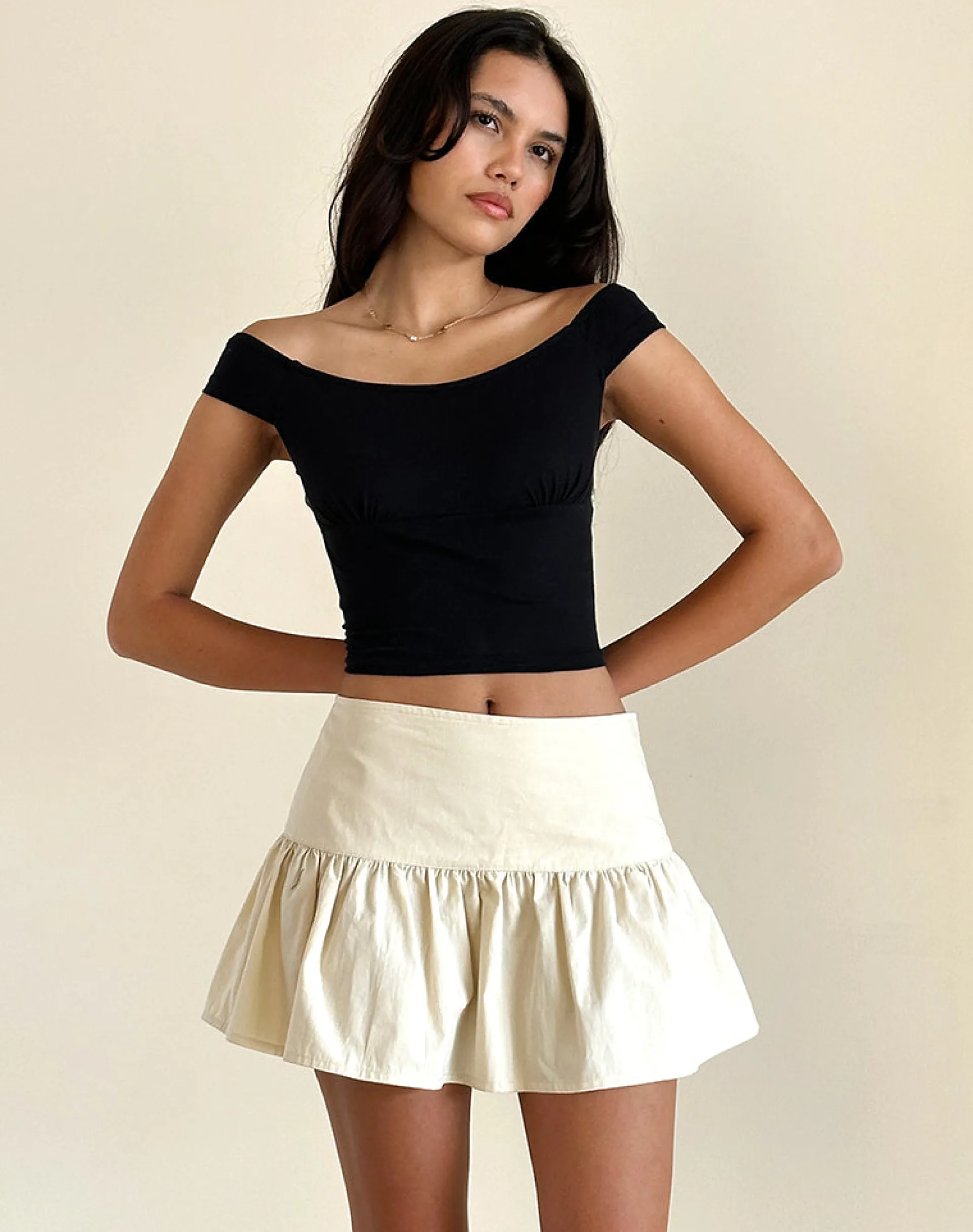 Motel Rocks A Line Skirts | Mini Skirts-Raffita Skirt in Ecru