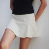 Motel Rocks Mini Skirts-Ragna Mini Skirt in Crinkle Ivory CrinkleIvory