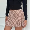 Motel Rocks Printed Skirts | A Line Skirts-Ragna Mini Skirt in Sketchy Stripe Nude SketchyStripeNude