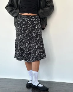 Motel Rocks Printed Skirts | Midi Skirts-Rahyu Midi Skirt in Black Ditsy Romance