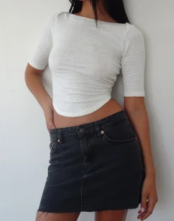 Motel Rocks Basics | Basic Tops-Ralda Curved Hem Top in Cotton Hemp White CottonHempWhite