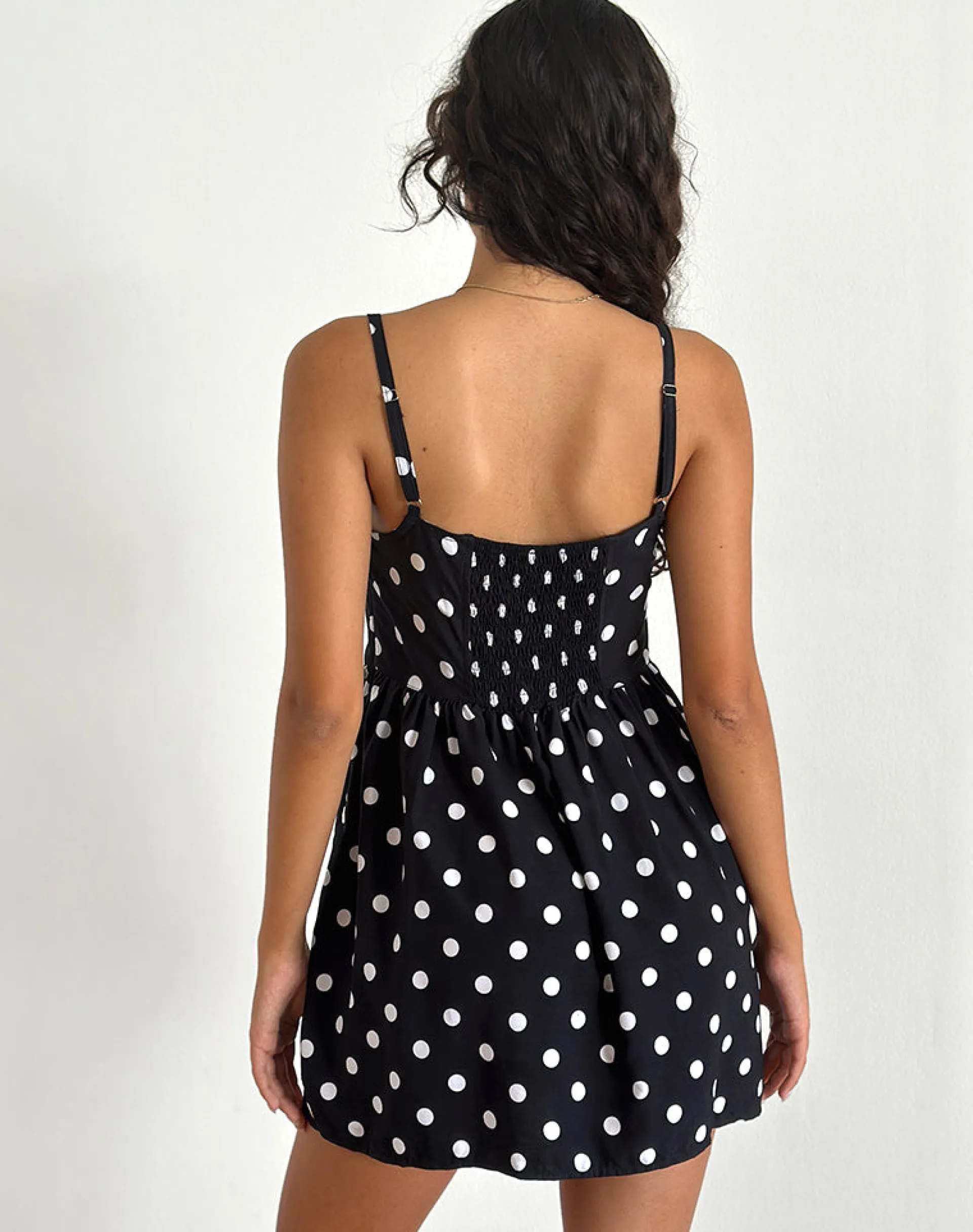 Motel Rocks Printed Dresses | Day Dresses-Ramana Mini Dress in 80s Polka Black 80sPolkaBlack