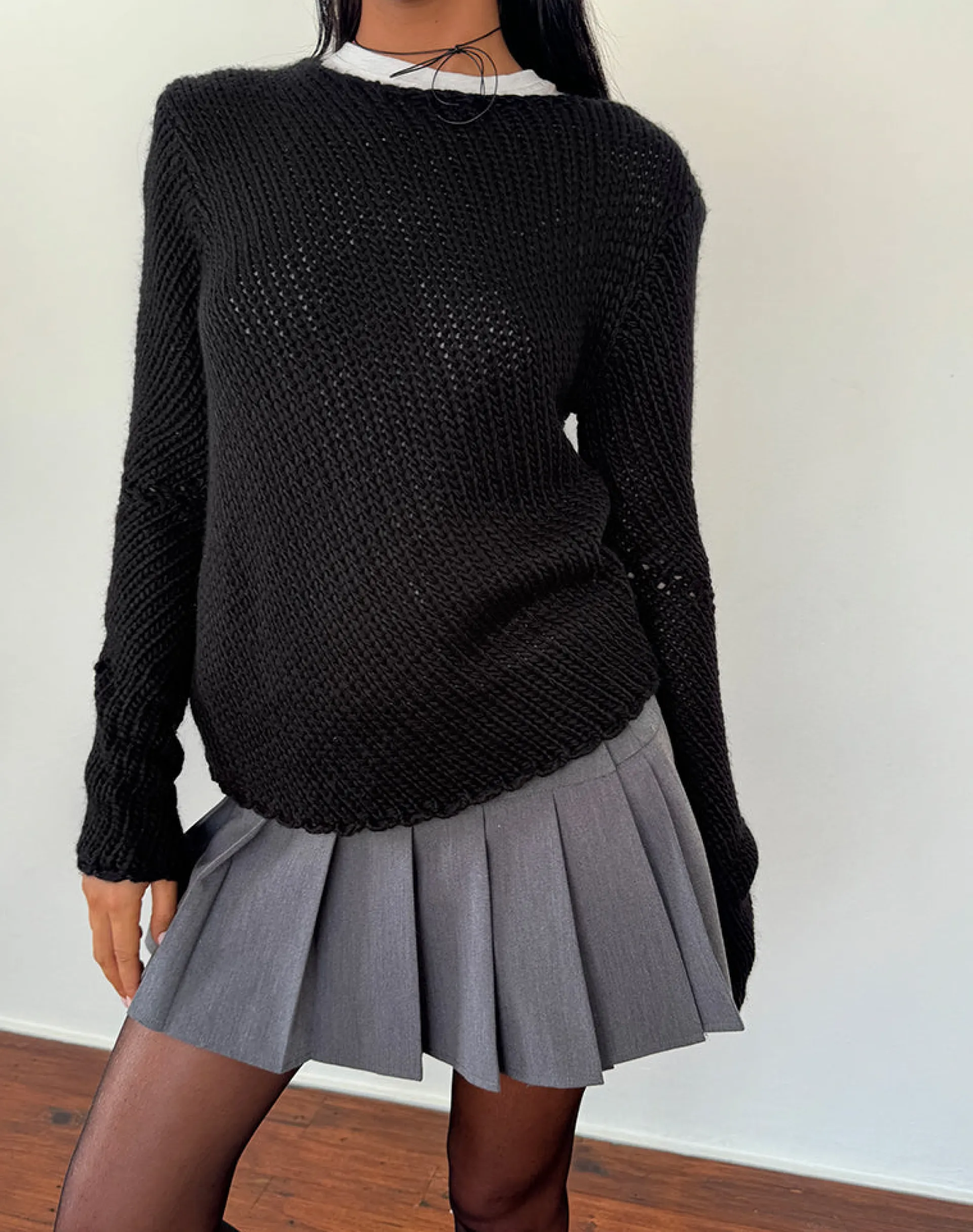 Motel Rocks Jumpers-Ranvir Knitted Jumper in Black