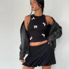 Motel Rocks Basics | Basic Tops-Rave Vest Top in Black with Pink Bows BlackwithPinkBows