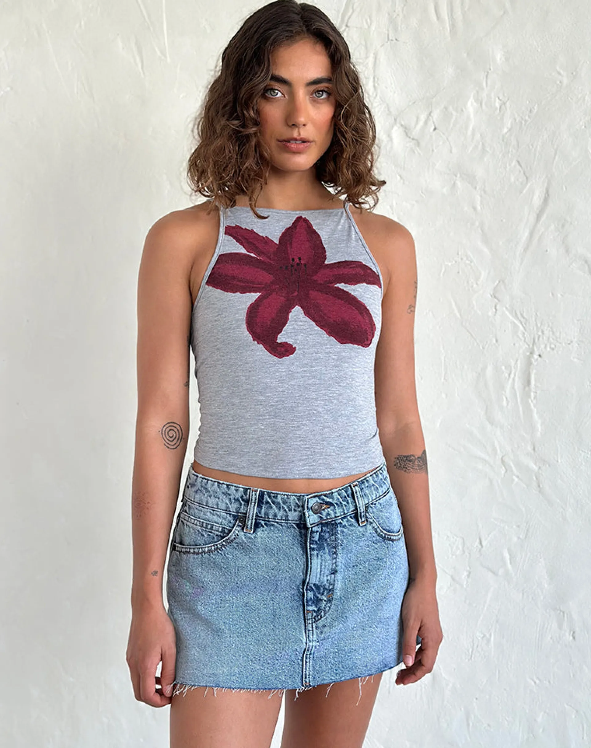 Motel Rocks A Line Skirts | Denim Skirts-Raw Hem Denim Mini Skirt in Vintage Blue Wash VintageBlueWash