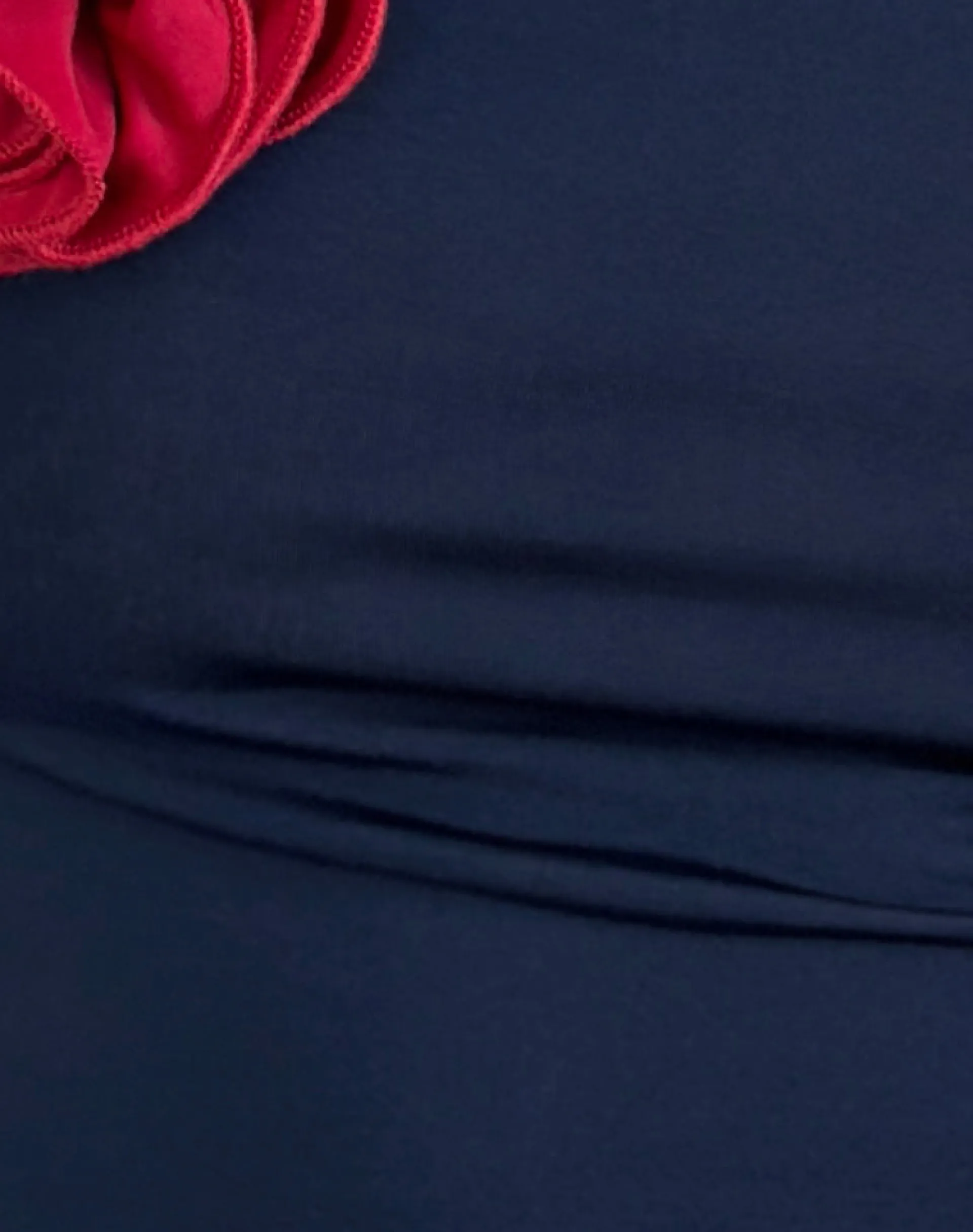 Motel Rocks Vest Tops | Going Out Tops-Rayla Top in Lycra Dark Navy with Red Rosette