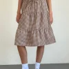 Motel Rocks Printed Skirts | Midi Skirts-Reef Midi Skirt in Mini Gingham Brown