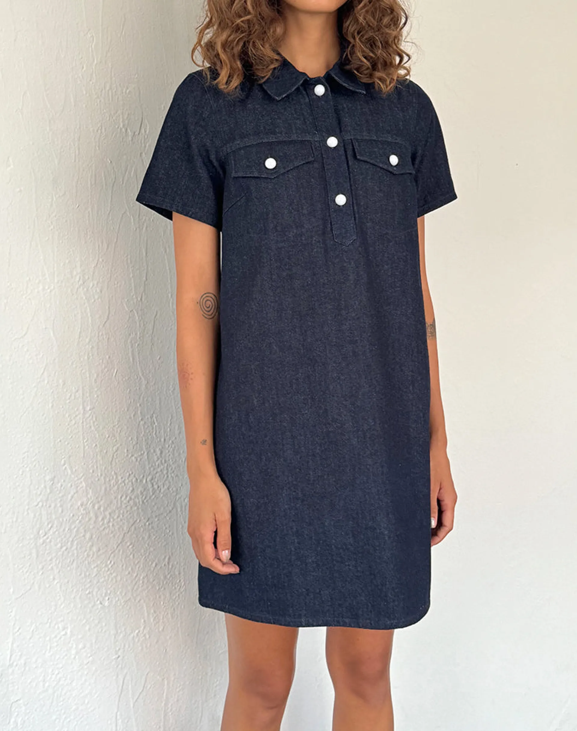 Motel Rocks Day Dresses | Mini Dresses-Reiga Smock Mini Dress in Denim Indigo