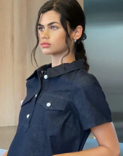 Motel Rocks Day Dresses | Mini Dresses-Reiga Smock Mini Dress in Denim Indigo