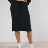 Motel Rocks Tailoring | A Line Skirts-Rella Midi Skirt in Flat Knit Black