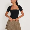 Motel Rocks Basics | Basic Tops-Requa Short Sleeve Top in black