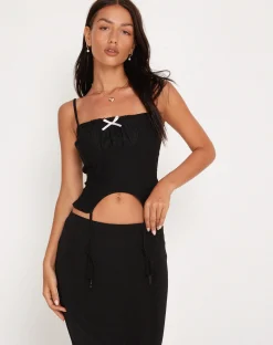 Motel Rocks Basics | Basic Tops-Revonda Corset Top in Black