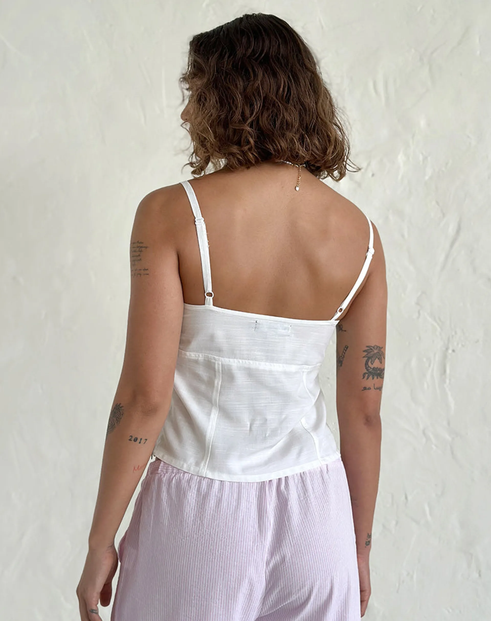 Motel Rocks Basic Tops | Strappy Tops-Rey Cami Top in Ivory