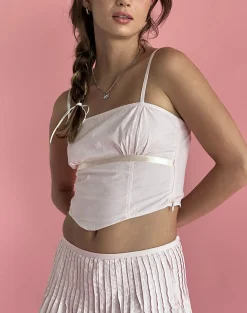 Motel Rocks Co-Ords | Corset Tops-Riana Cami Top in Light Pink