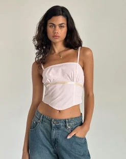 Motel Rocks Co-Ords | Corset Tops-Riana Cami Top in Light Pink