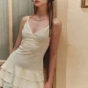 Motel Rocks Day Dresses | Bodycon Dresses-Riasi Mini Dress in Chiffon Ivory chiffonivory