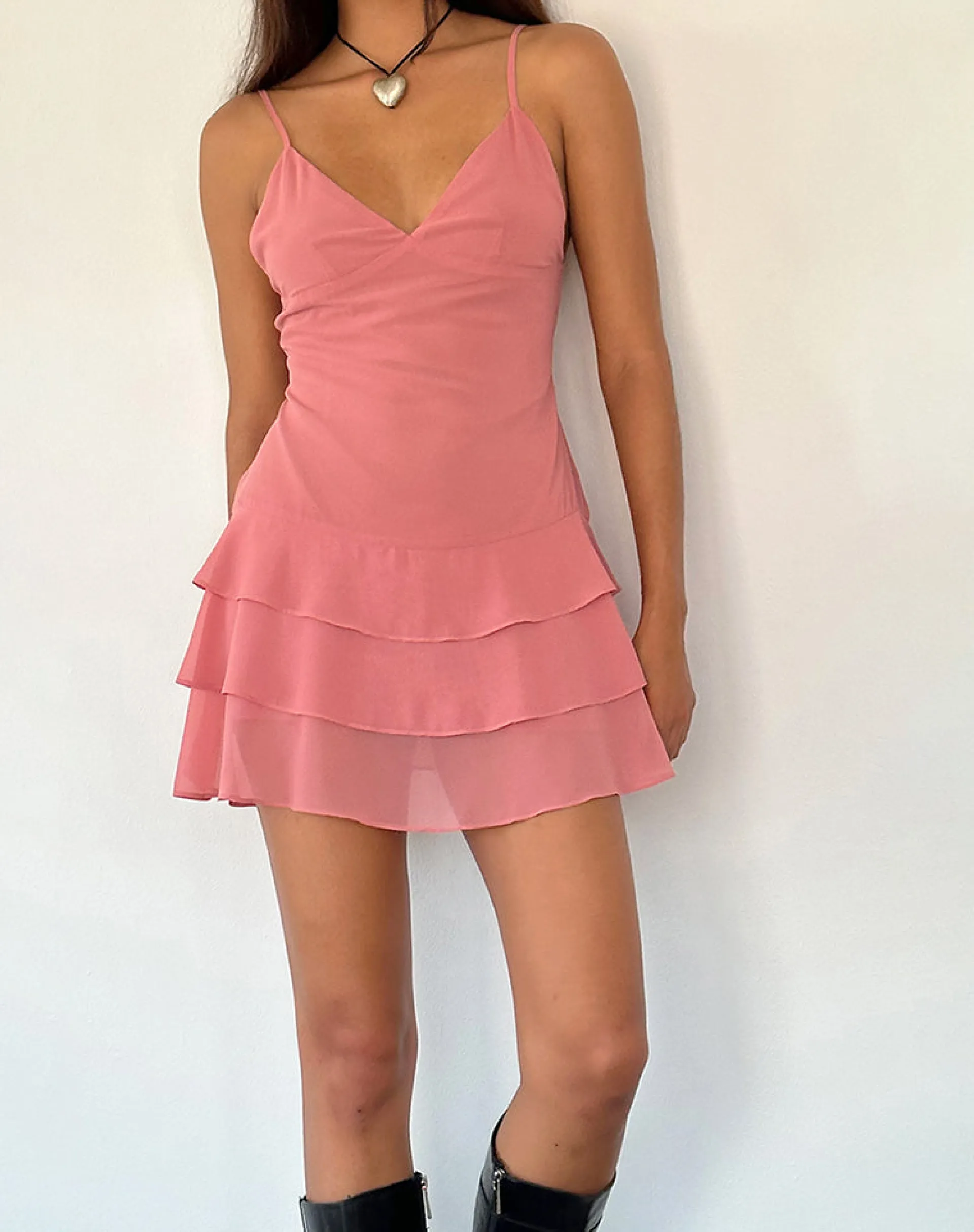 Motel Rocks Party Dresses | Mini Dresses-Riasi Mini Dress in Chiffon Blush ChiffonBlush