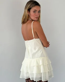 Motel Rocks Day Dresses | Bodycon Dresses-Riasi Mini Dress in Chiffon Ivory chiffonivory