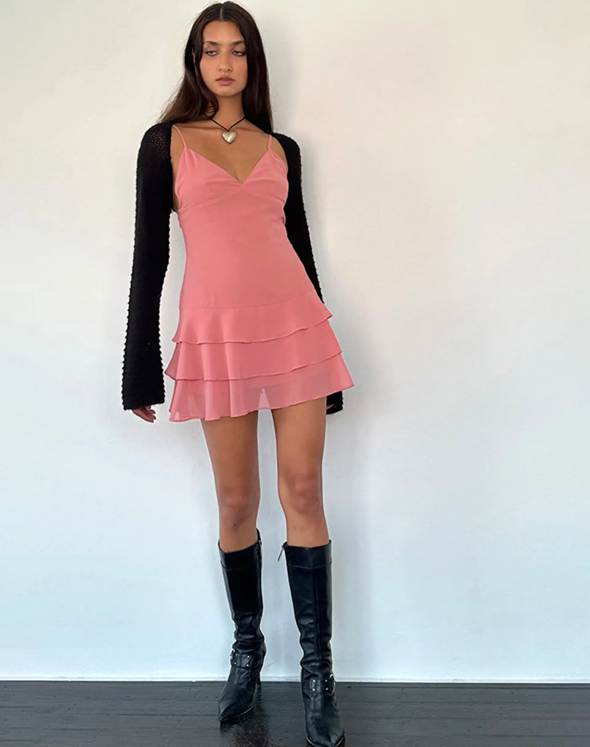 Motel Rocks Party Dresses | Mini Dresses-Riasi Mini Dress in Chiffon Blush ChiffonBlush