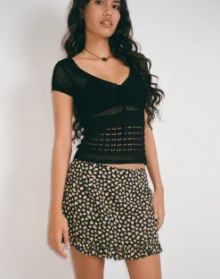 Motel Rocks Mini Skirts-Ribay Mini Skirt in Ditsy Floral Bronze DitsyFloralBronze