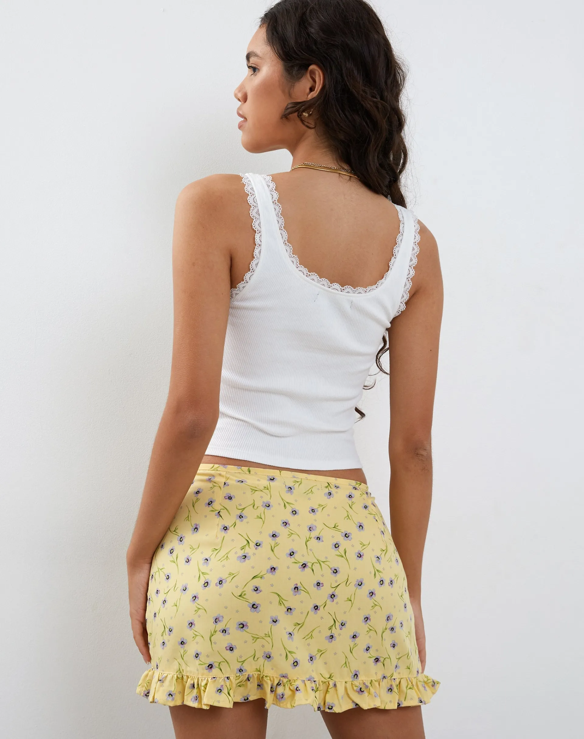Motel Rocks Printed Skirts | Mini Skirts-Ribay Mini Skirt in Wild Flower Lemon Drop WildFlowerLemonDrop