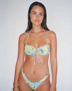 Motel Rocks Swimwear-Ricoa Bikini Top in Blue Watercolour Floral bluewatercolourfloral